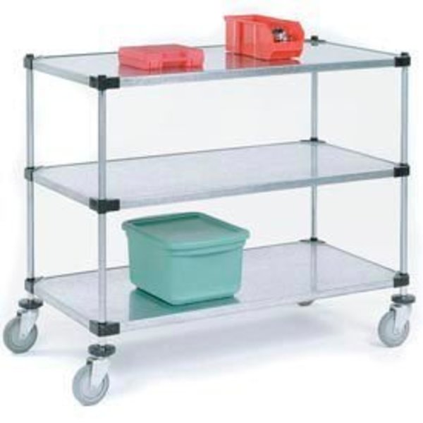 Global Equipment Nexel    Adjustable Solid Galvanized Shelf Cart 72x18 3 Shelves 800 Lb. Cap 188890